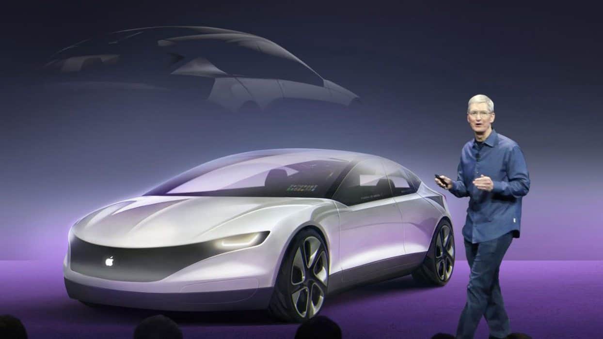 Bir Apple Car konsepti ve Apple'ın şu anki CEO'su Tim Cook