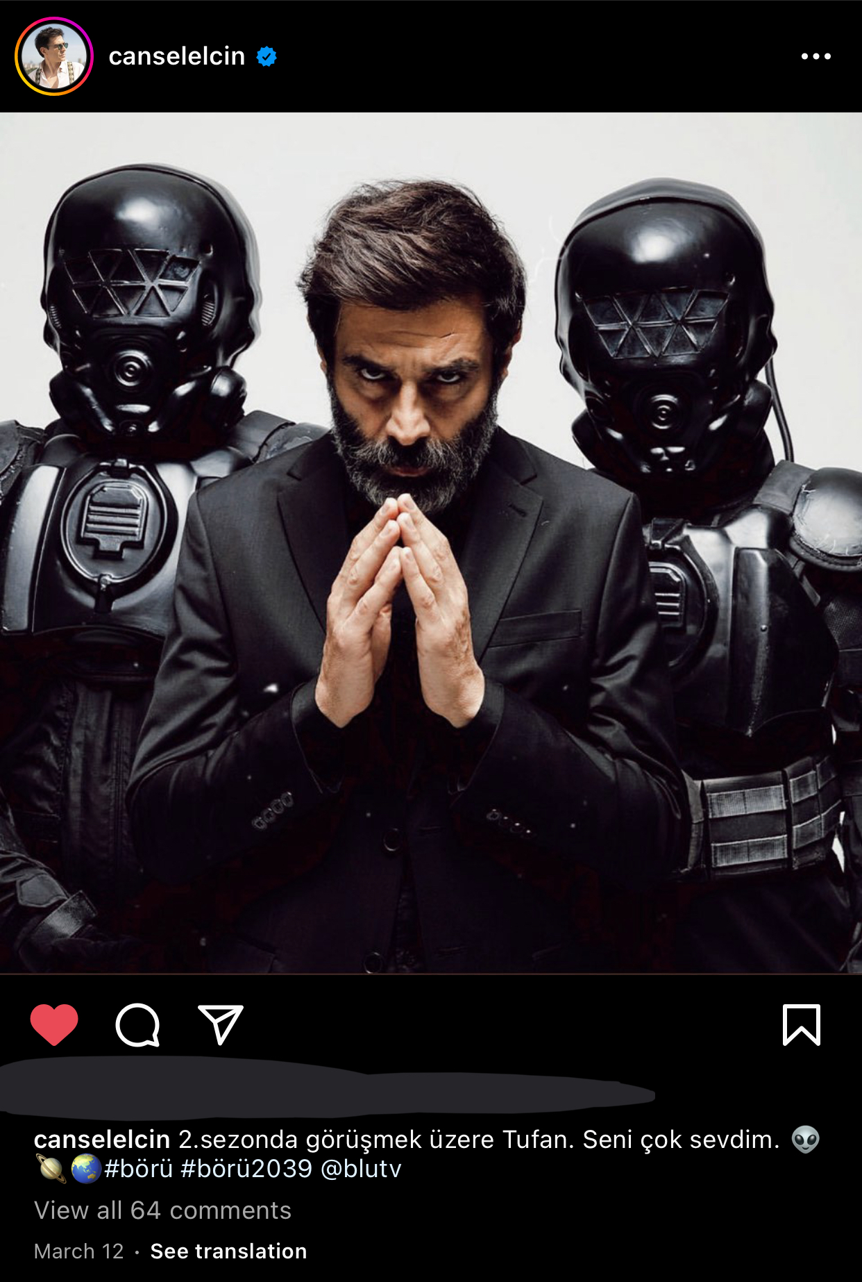 Cansel Elçin'in Börü 2039 sezon 2 hakkında yaptığı Instagram paylaşımı